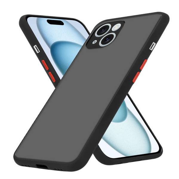 Cadorabo Hülle für Apple iPhone 15 PLUS Schutz Hülle in Schwarz Handyhülle Hybrid Schutzhülle Etui TPU Silikon