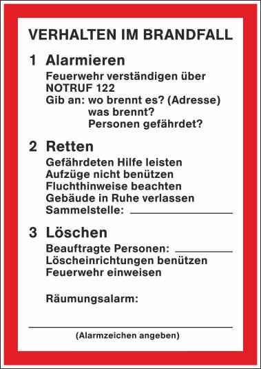 Verhalten im Brandfall - 148x210 mm