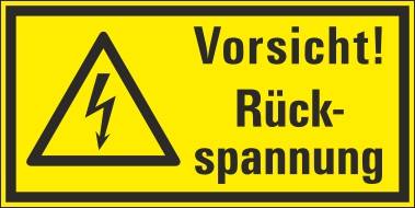 Vorsicht! Rückspannung - 200x100 mm-0