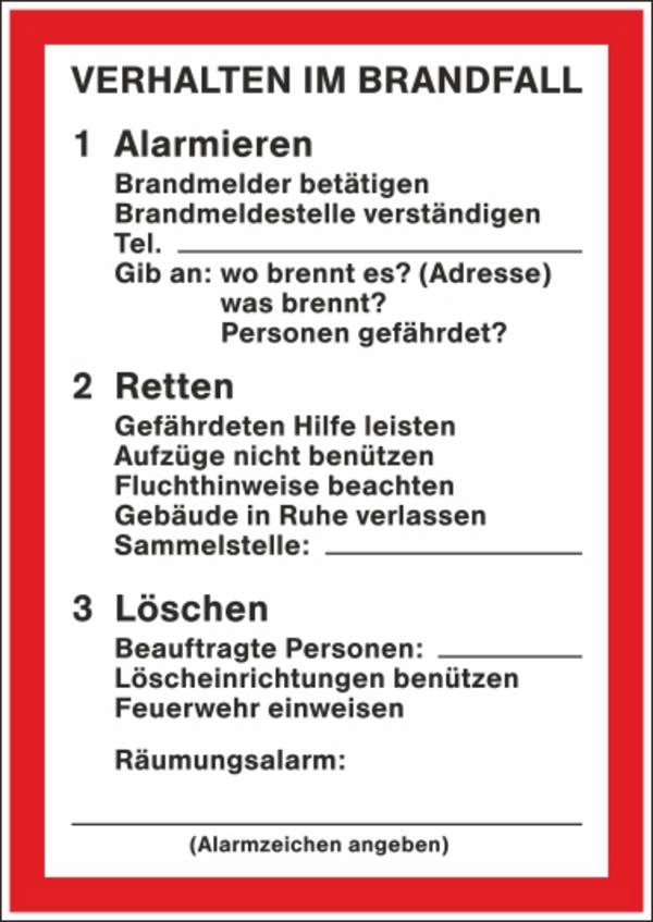 Verhalten im Brandfall - 148x210 mm