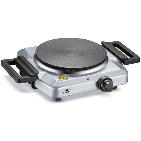 Lentz Einzelkochplatte Einzel Kochplatte 1500 Watt Edition Kochfeld inkl Haltegriffen Silber