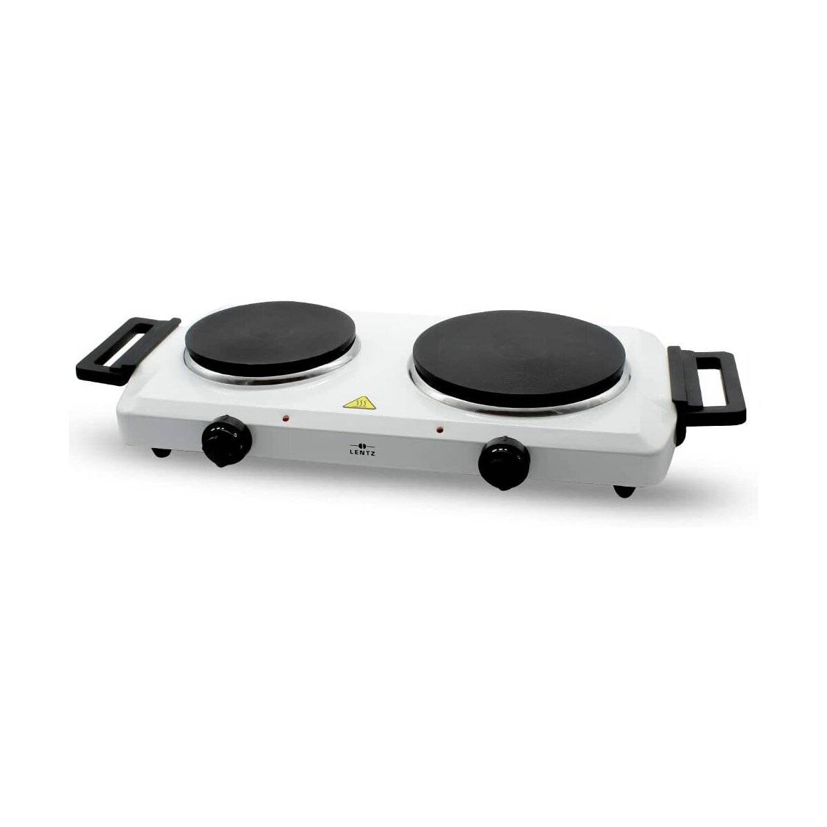Lentz Doppelkochplatte Kochplatte Doppel 1500 Watt + 1000 Watt Markenqualität inklusive Griffe weiß-0