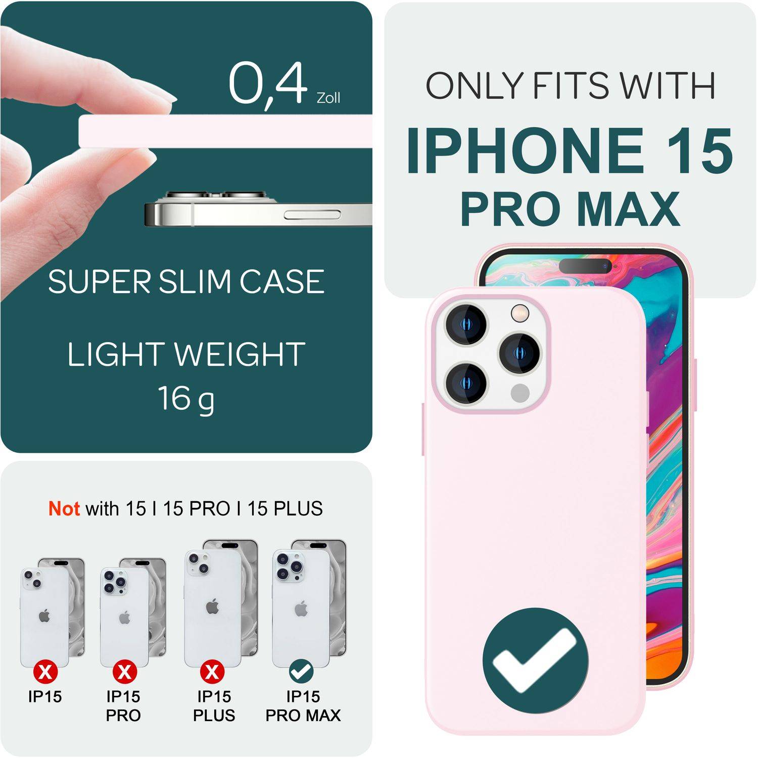 MagSafe Hülle für iPhone 15 Pro Max Liquid Silikon Handyhülle Magnet Case Schutz Pink-3