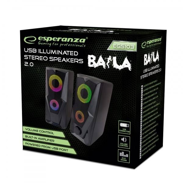 ESPERANZA Baila EGS103 Speakers 2.0 USB LED Rainbow BlackAudio-2
