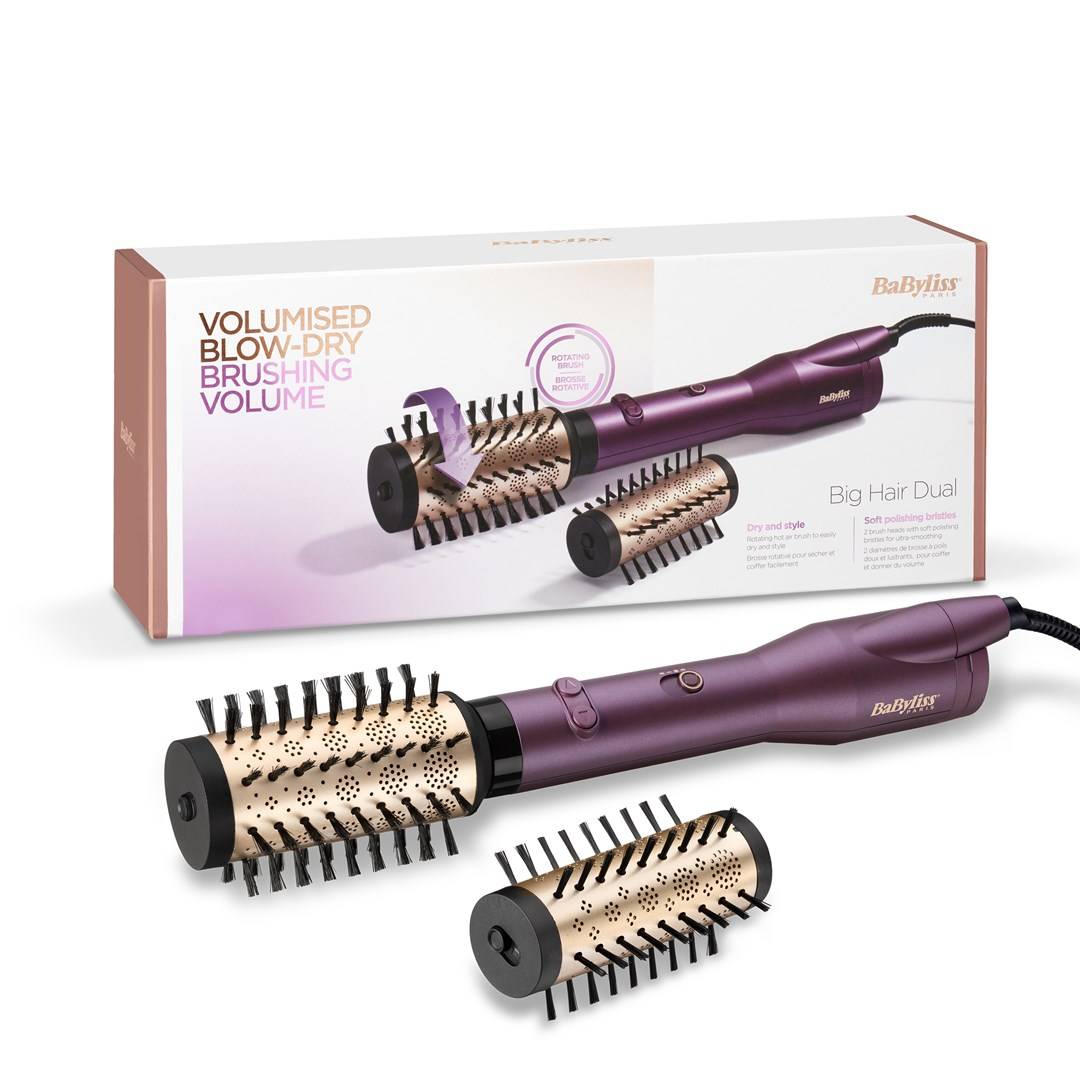 BaByliss Big Hair Dual, Heißluftbürste, Warm, Schwarz, Roségold, Violett, China, 2,5 m, 650 W-7