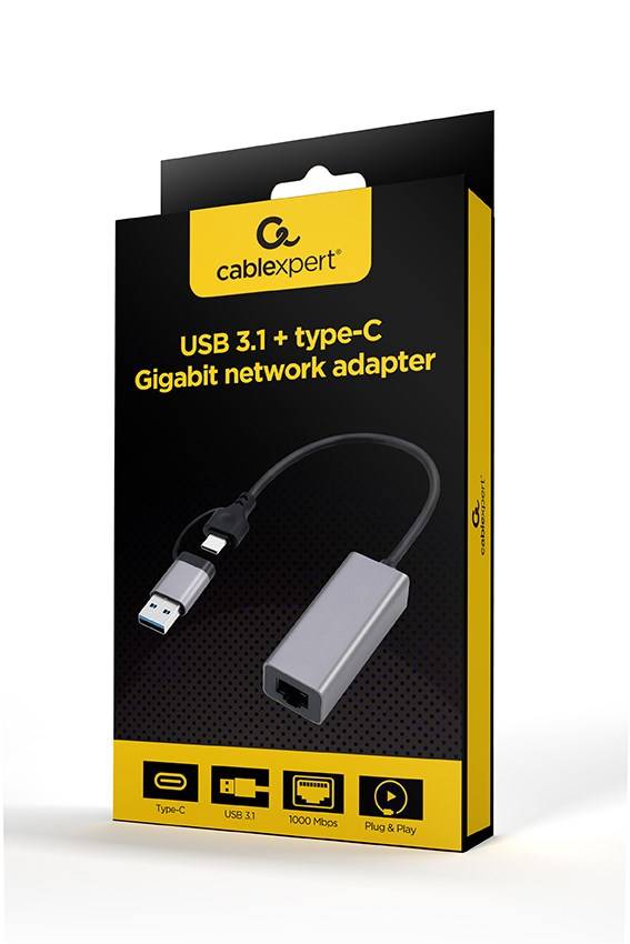 gembird USB-C to Gigabit Ethernet network LAN adapter Multimedia-Technik Adapter-1