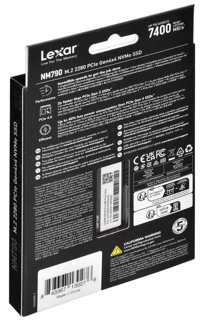 Lexar NM790 - SSD - 512 GB - intern - M.2 2280 - PCIe 4.0 x4 (NVMe)-3