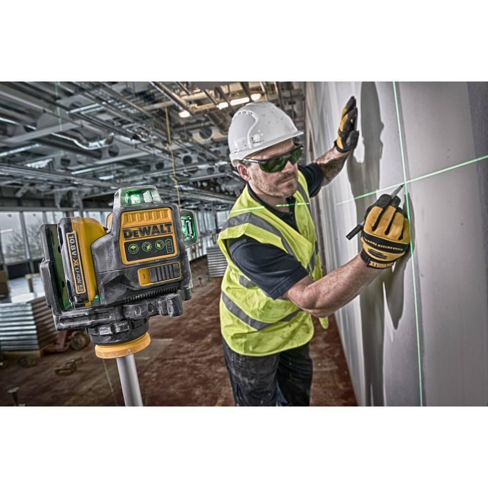 DeWALT DCE089D1G-QW Multilinienlaser grün, Laserklasse 2M, 3 Strahlen, 1x horizontal/2x vertikal, 10,8V 2,0 Ah Akku, Lad-2