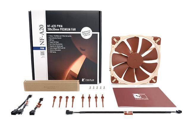 NOCTUA NF-A20 Gehäuselüfter 200 mm 350-800 RPM SSO2 4-Pin PWM 200x200x30-1