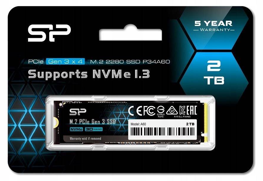 Silicon Power SSD 2 TB PCIe Gen 3x4 NVMe Ace A60 Solid State Disk GB-1