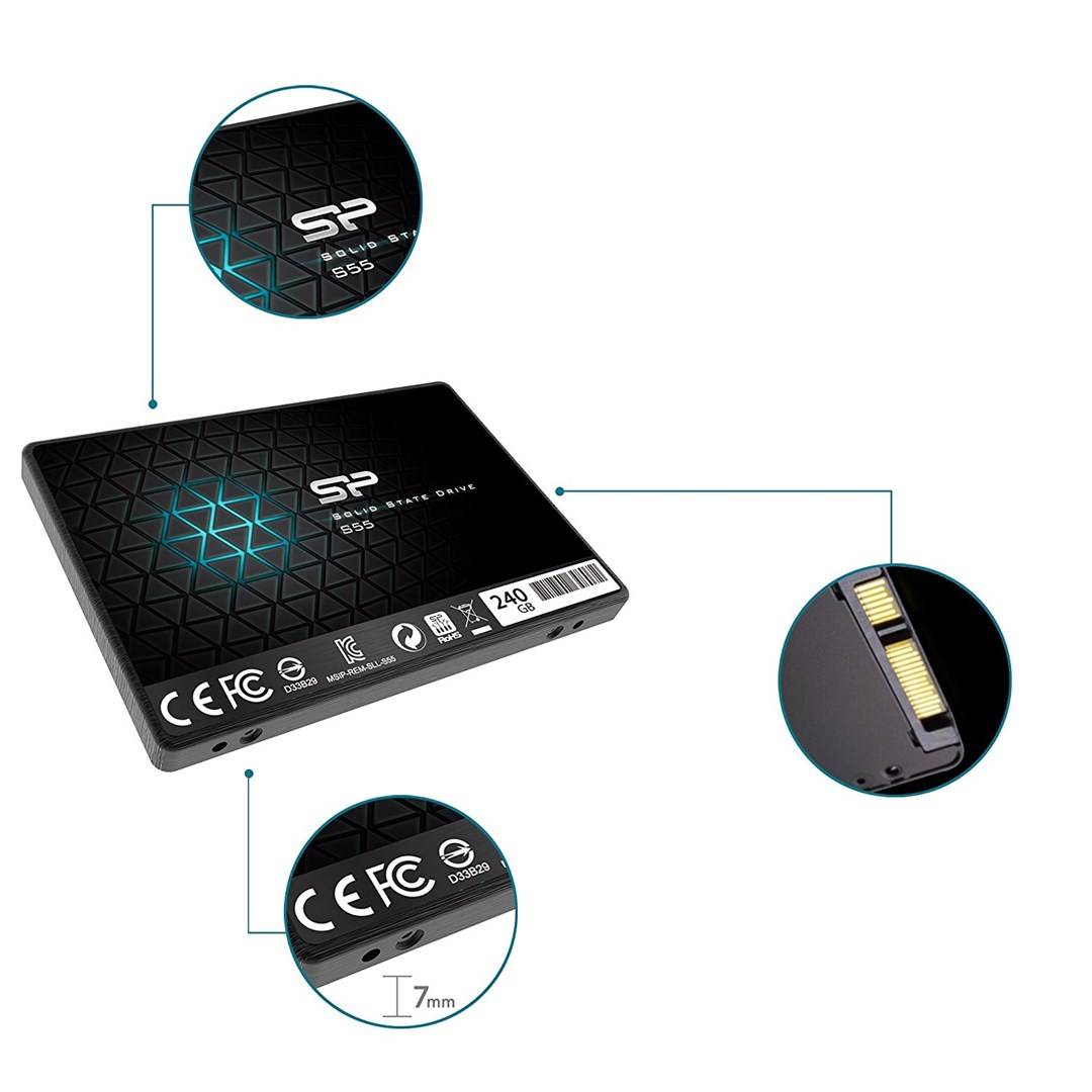 Silicon Power SSD 240GB 6.3cm SATAIII S55 3D Nand Black Multimedia-Technik Solid State Drives-3