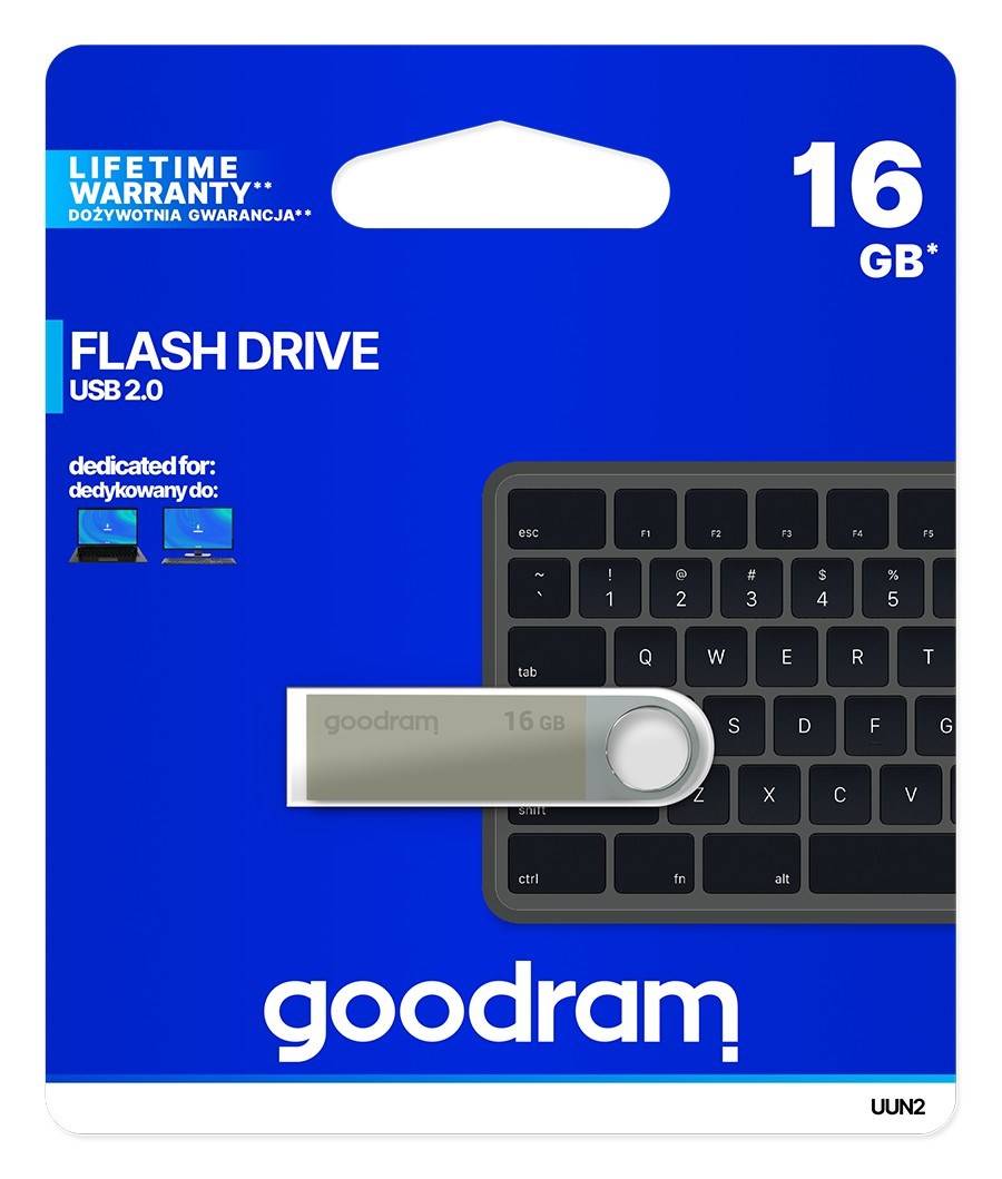 GoodRam UUN2 - 16 GB - USB Typ-A - 2.0 - 20 MB/s - Drehring - SilberMB/s/5 MB/s-5