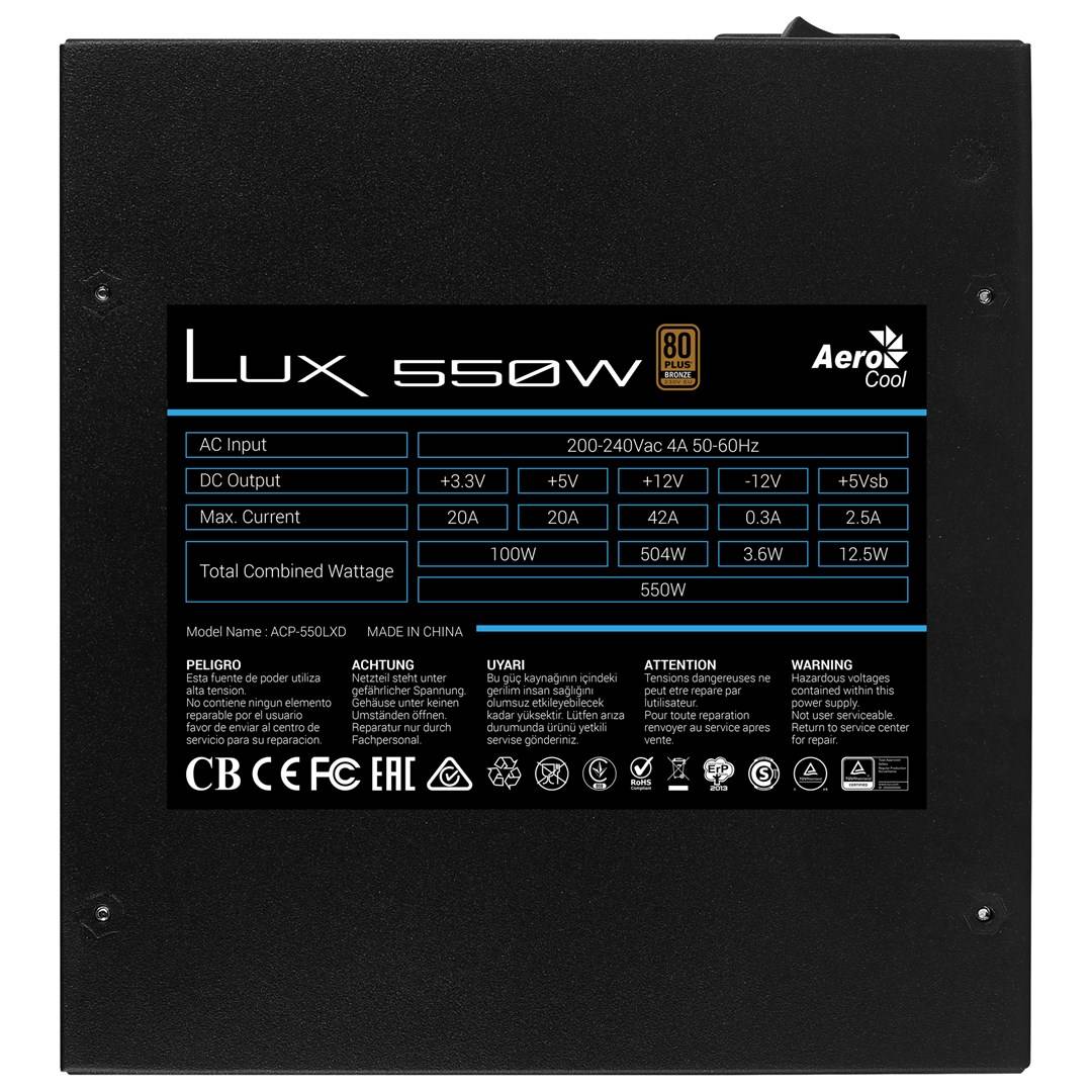 AEROCOOL ADVANCED TECHNOLOGIES AeroCool LUX 550W - Netzteil (intern) - ATX12V-3