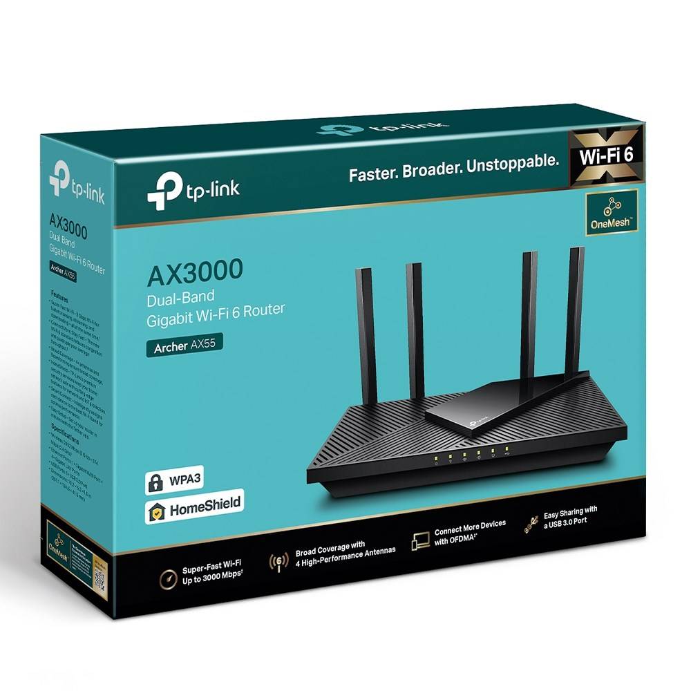 TP-LINK Archer AX55 V1 - Wireless Router - 4-Port-Switch - GigE - Wi-Fi 6 - Dual-3