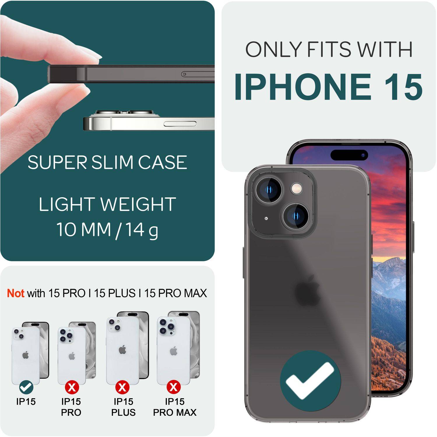 Ultra Dünne 0,3mm Hülle für iPhone 15 Matt Slim Case Handyhülle Hart Schutzhülle Schwarz-3