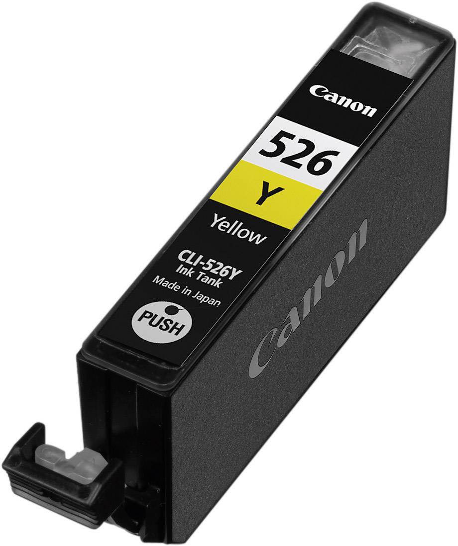 Eine Canon Druckerpatrone, Modellnummer CLI-526Y, in der Farbe Gelb.