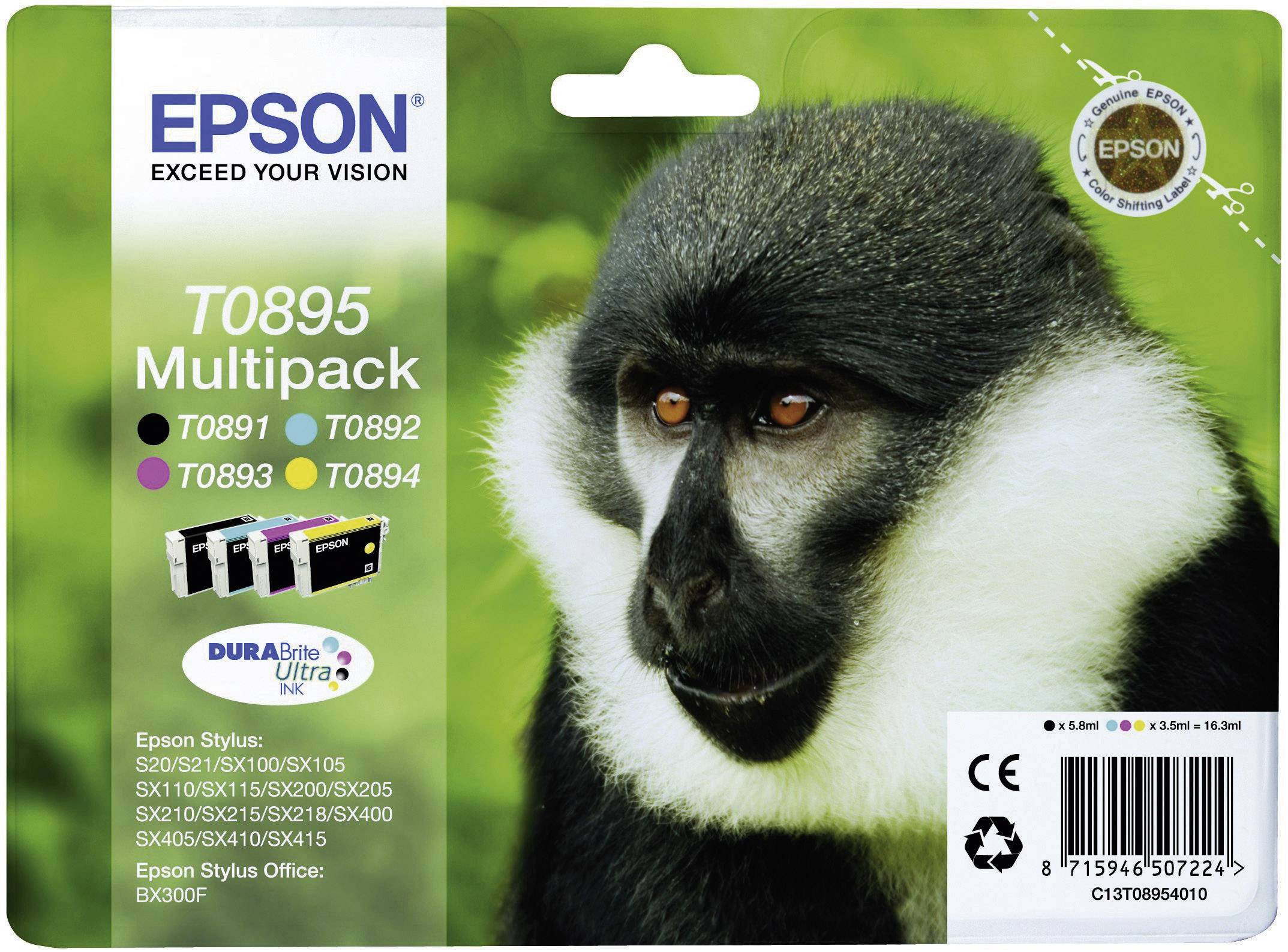 EPSON T0895 Multipack 4er Pack Schwarz, Gelb, Cyan, Magenta Tintenpatrone