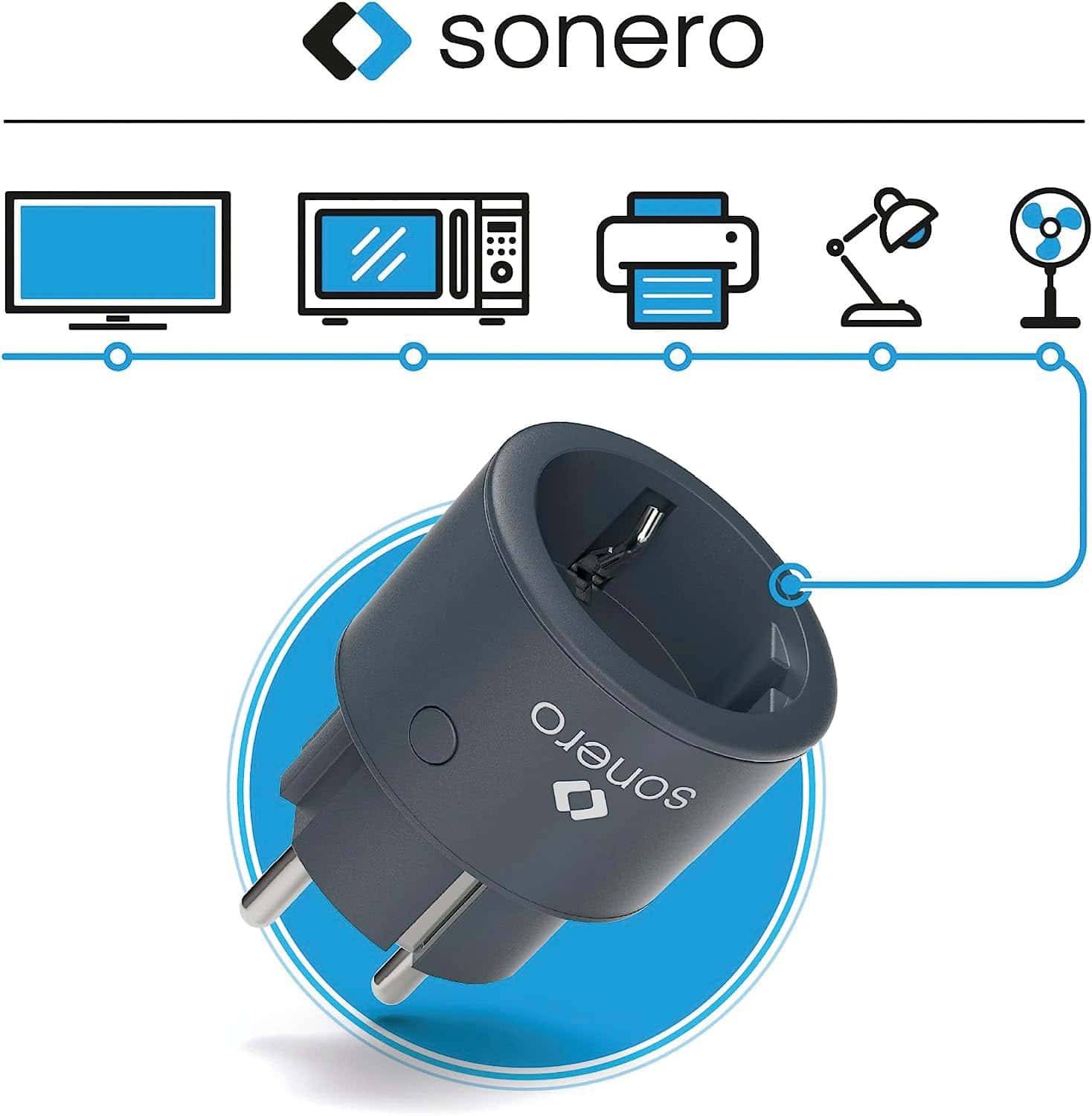 SONERO Funksteckdosen Set, 1 Sender, 2 Empfänger, anthrazit-2