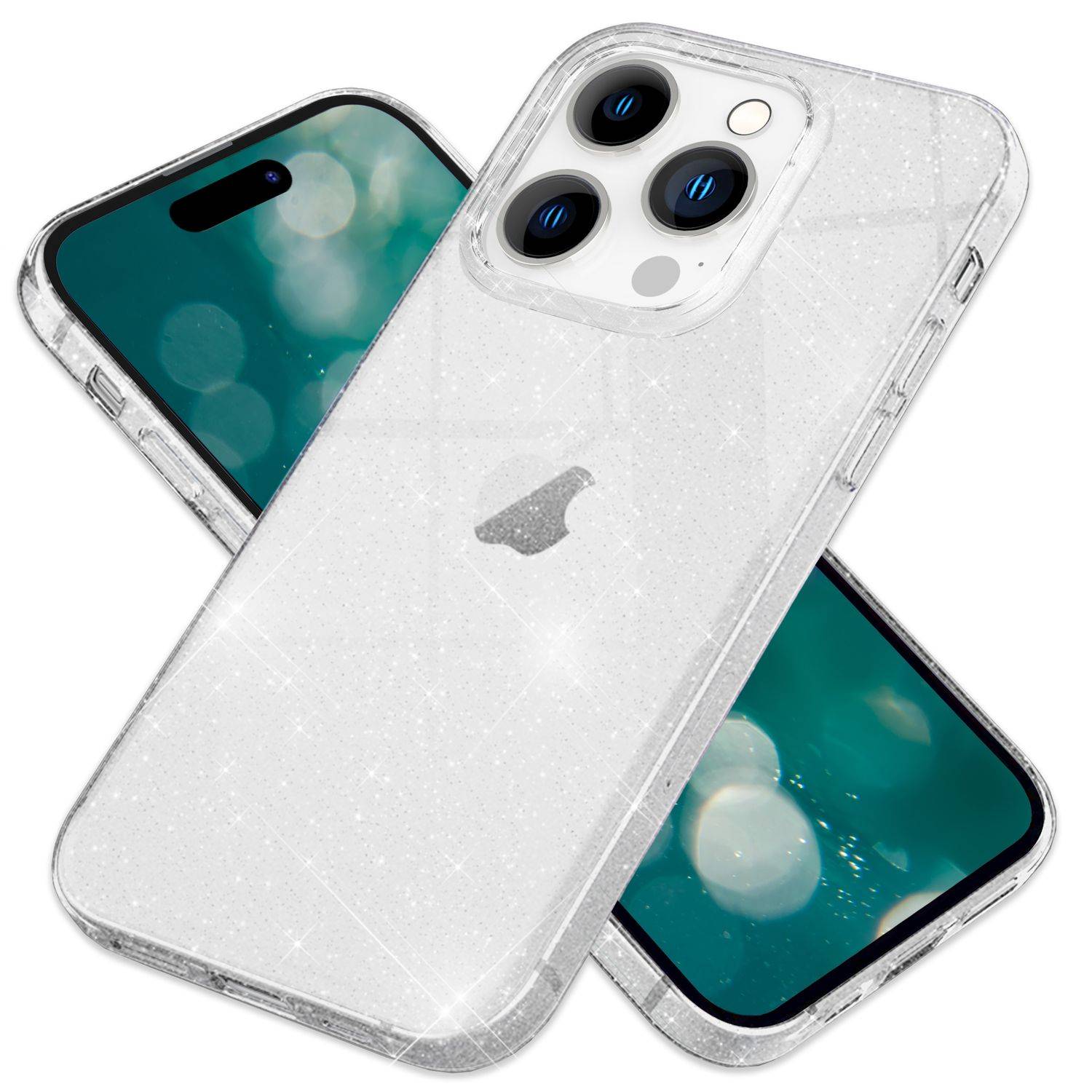Glitzer Hülle für iPhone 15 Pro Max Bling Case Klar Silikon Handyhülle Tasche Transparent-0