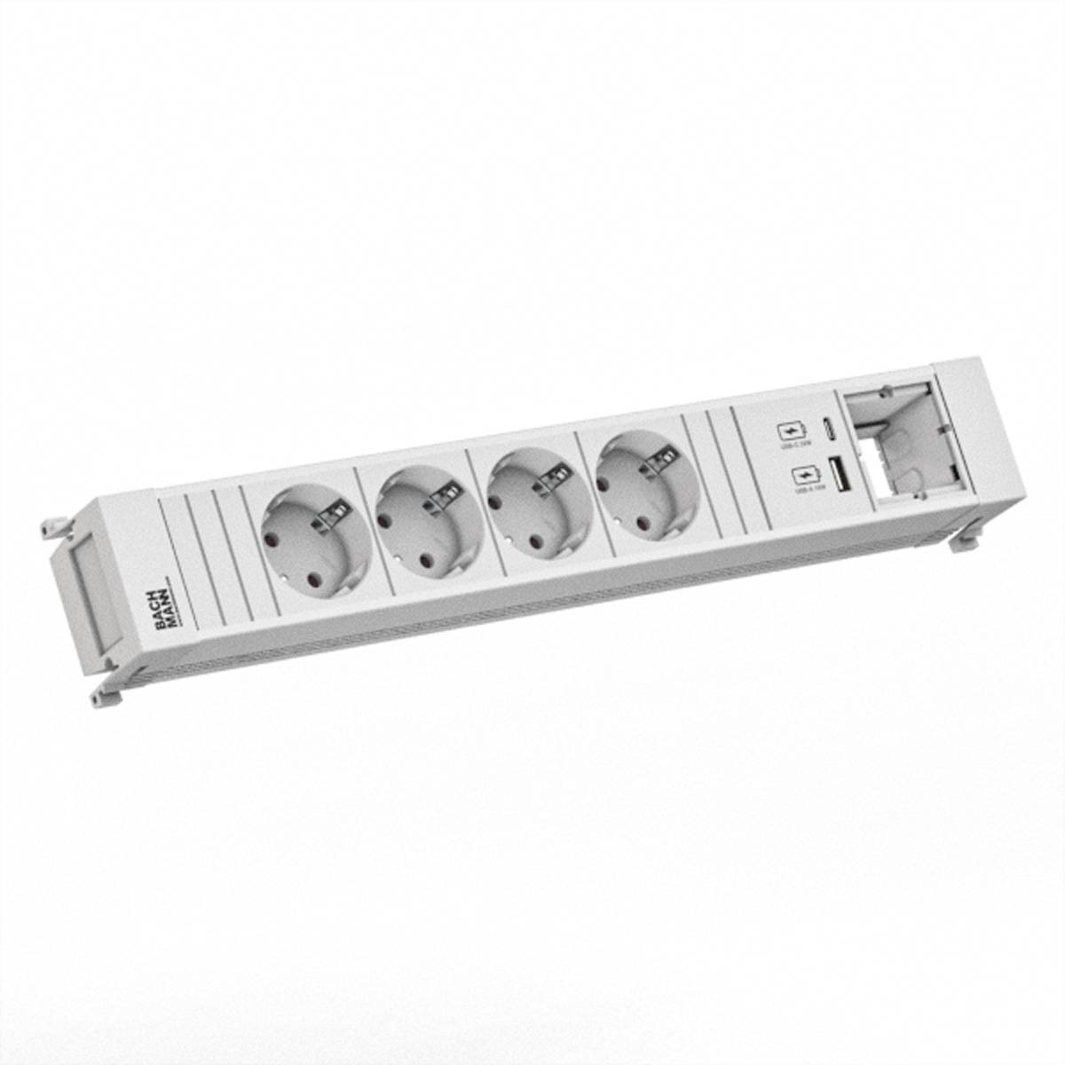 BACHMANN POWER FRAME 4xCEE7/3 1xCM 1xUSB A/C 22W 0,2m RAL9010-0