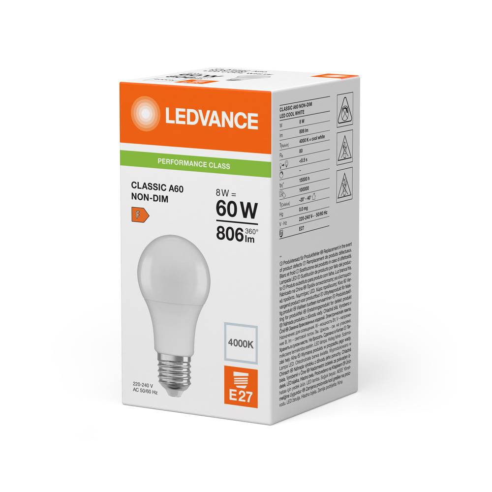 LEDVANCE Osram LED-Leuchtmittel LED CLA60 8.5W 840 FR E27 P-1