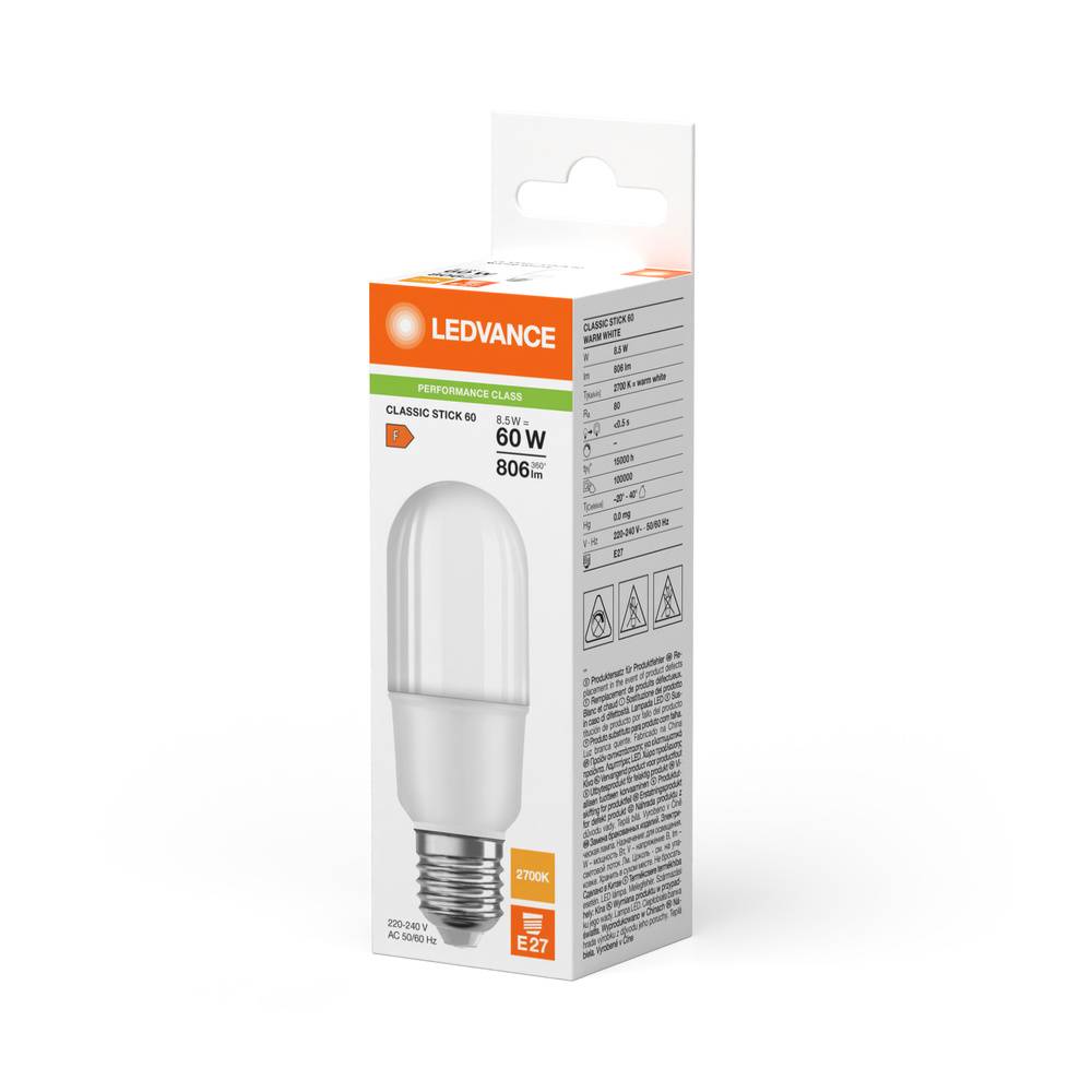 Ledvance LED Classic Stick LED E27 Matt 8W 806lm - 827 Extra Warmweiß | Ersatz für 60W-1