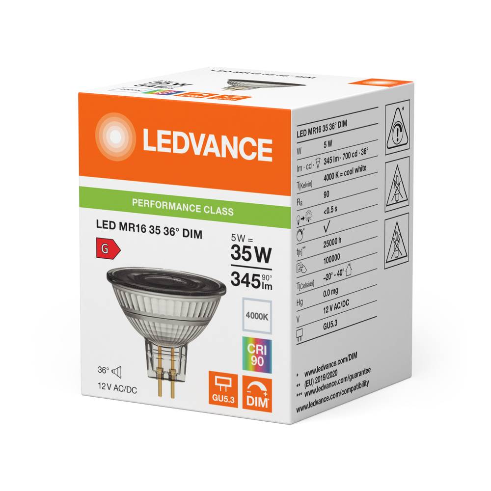 Ledvance Performance LED-Spot Reflektor GU5.3 MR16 5W 345lm 36D - 940 Kaltweiß | Höchste Farbwiedergabe - Dimmbar --1