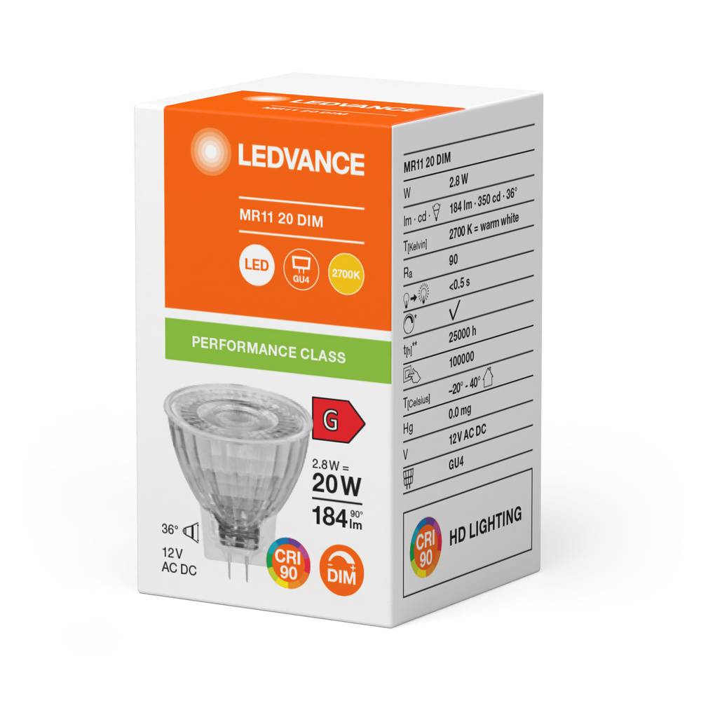 LEDV LED Reflektor 2,8-20W/927 dimmbar MR11 12V GU4 36° 25000h EEK G Leuchtmittel LED LED-3