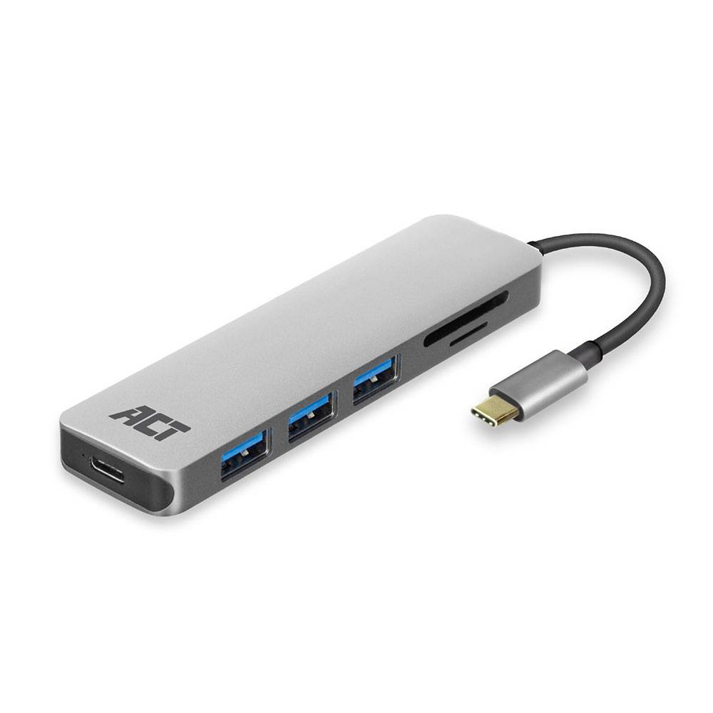 ACT AC7050 USB Hub USB-C 3.1 Gen1 (USB 3.0) - Micro SD/SD Kartenleser 3x USB-A (f) 1x USB-C (f) mit Power Del…-3