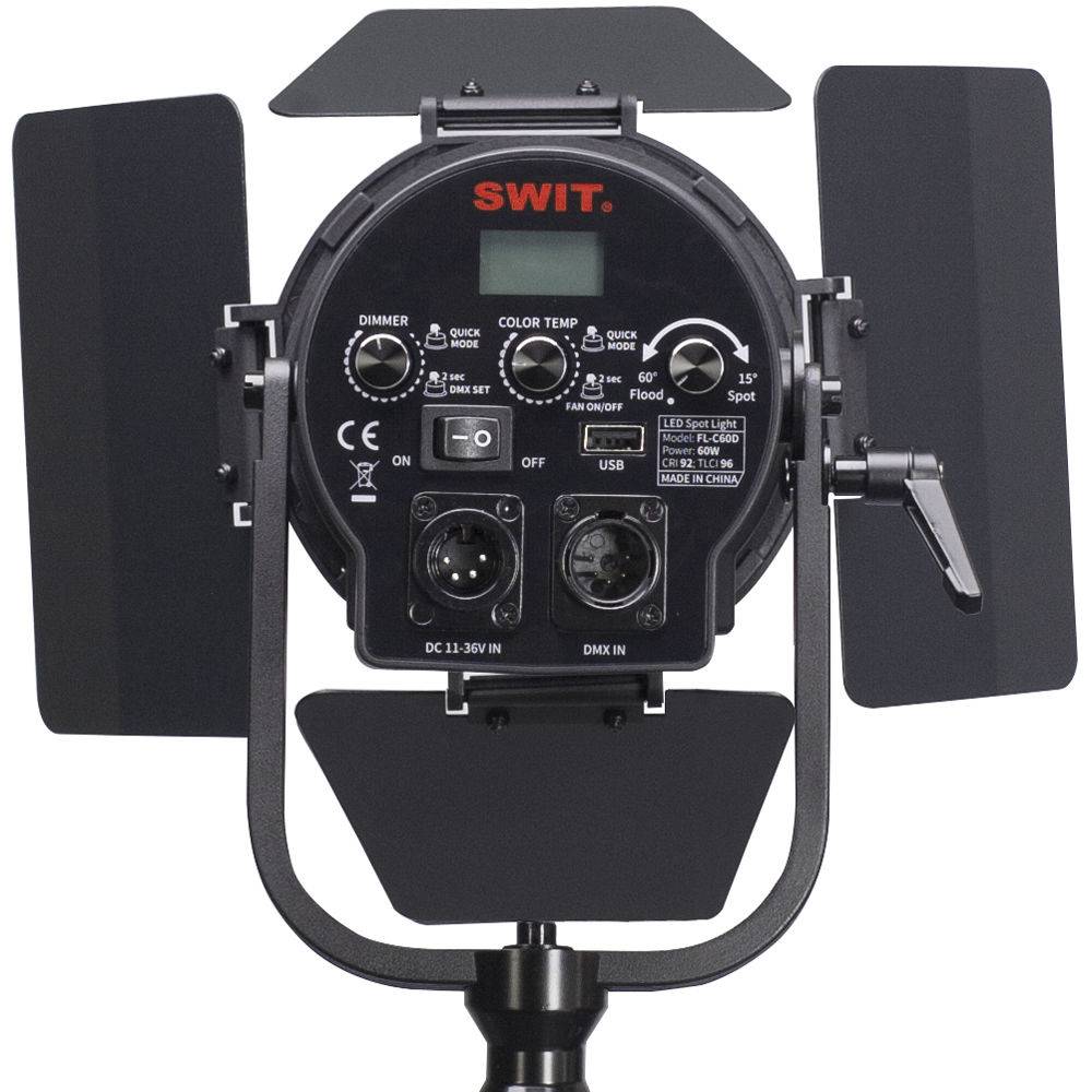 SWIT ELECTRONICS FL-C60D - Tragbarer Bi-Color LED Scheinwerfer mit DMX512-Steuerung (60 Watt | 2.500 - 4.000 Lux | 2.700-1