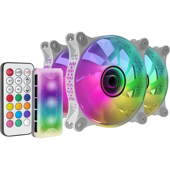 Mars Gaming Set of 3 MF-3D RGB Case Fans 12cm (white)-4