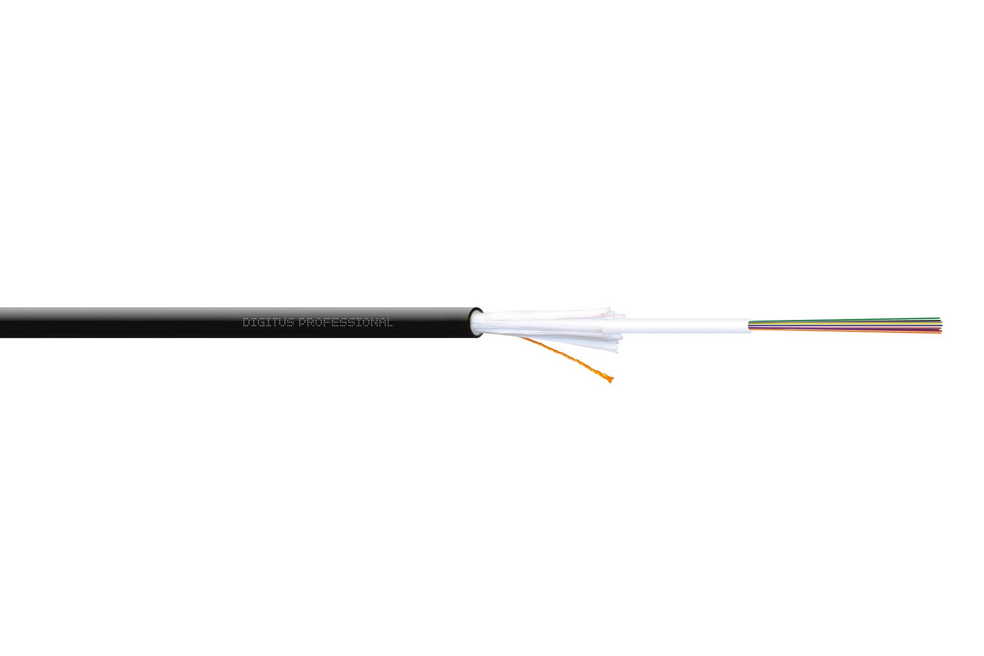 DIGITUS - Verlegekabel Innen/Außen A/I-DQ (ZN) BH 50/125 µ OM4, 12 Fasern, BauPVO Dca, LSZH-1-8
