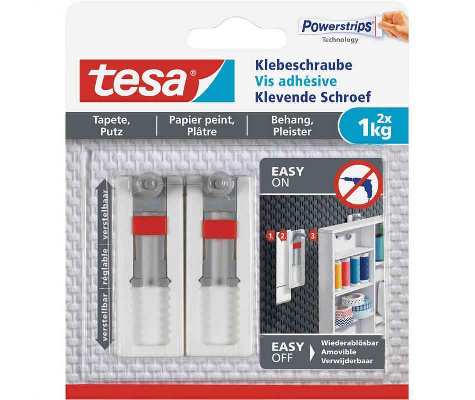 tesa Powerstrips Klebeschraube für Tapete/Putz, weiß-3