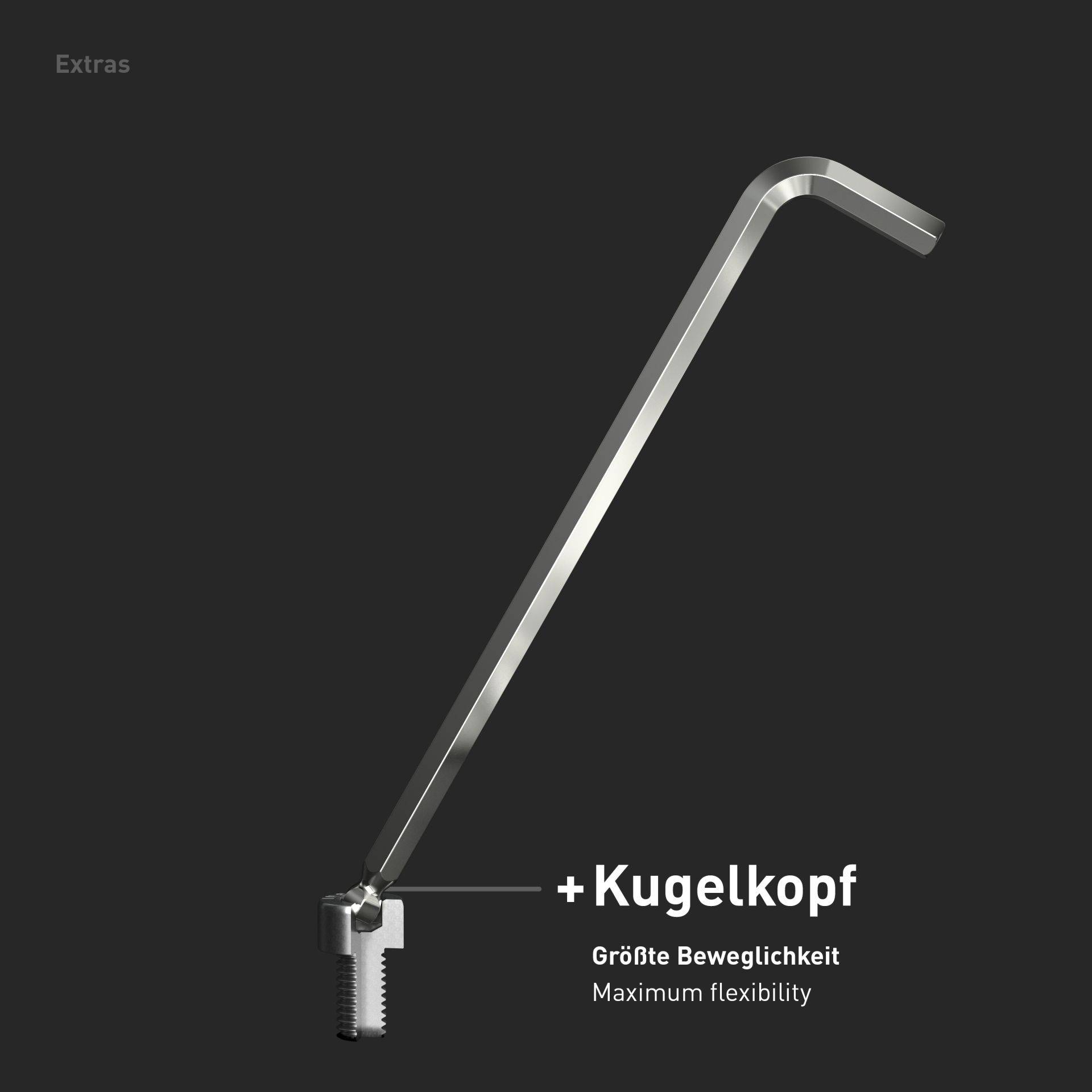 INBUS® 74629 Innen-Sechskant Winkelschraubendreher (lang, Zoll) 3/16", Inbusschlüssel mit Kugelkopf-2
