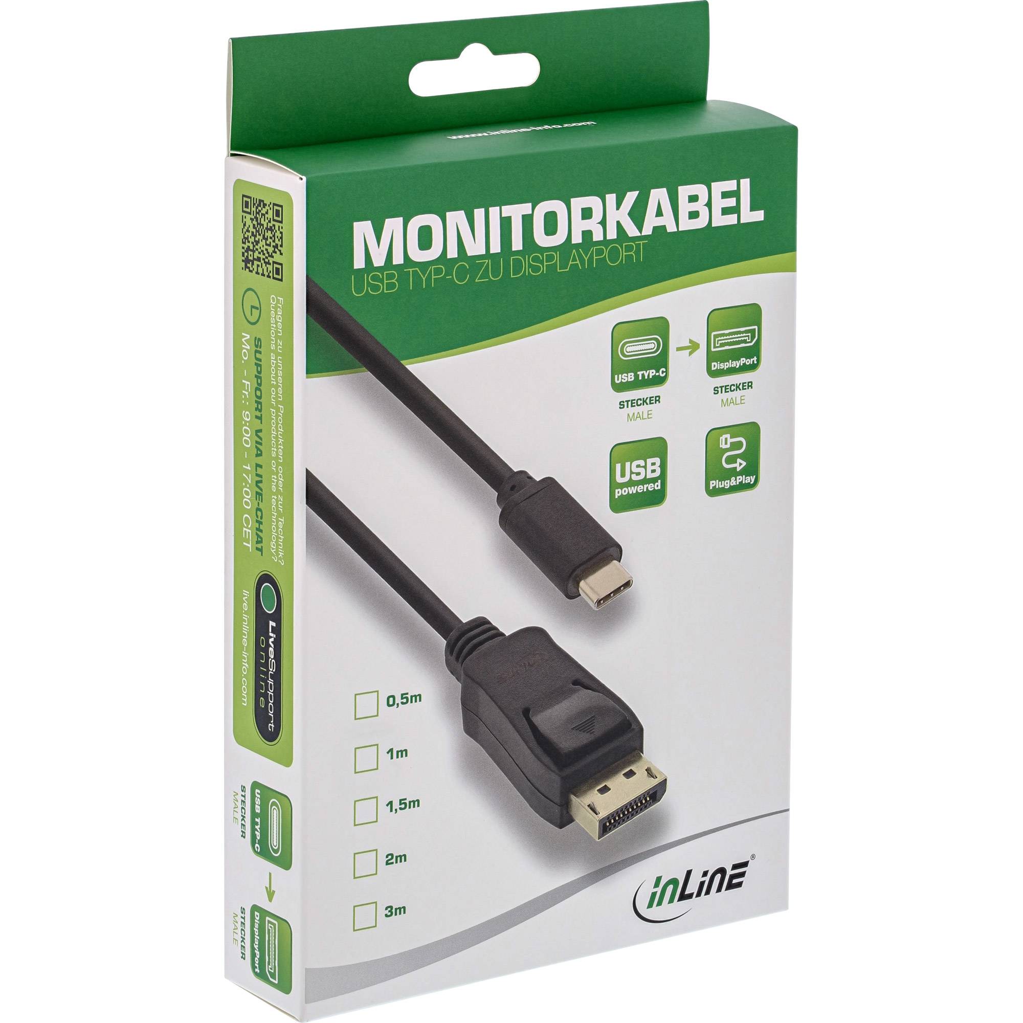 InLine® USB Display Kabel, USB-C Stecker zu DisplayPort Stecker, 2m-1