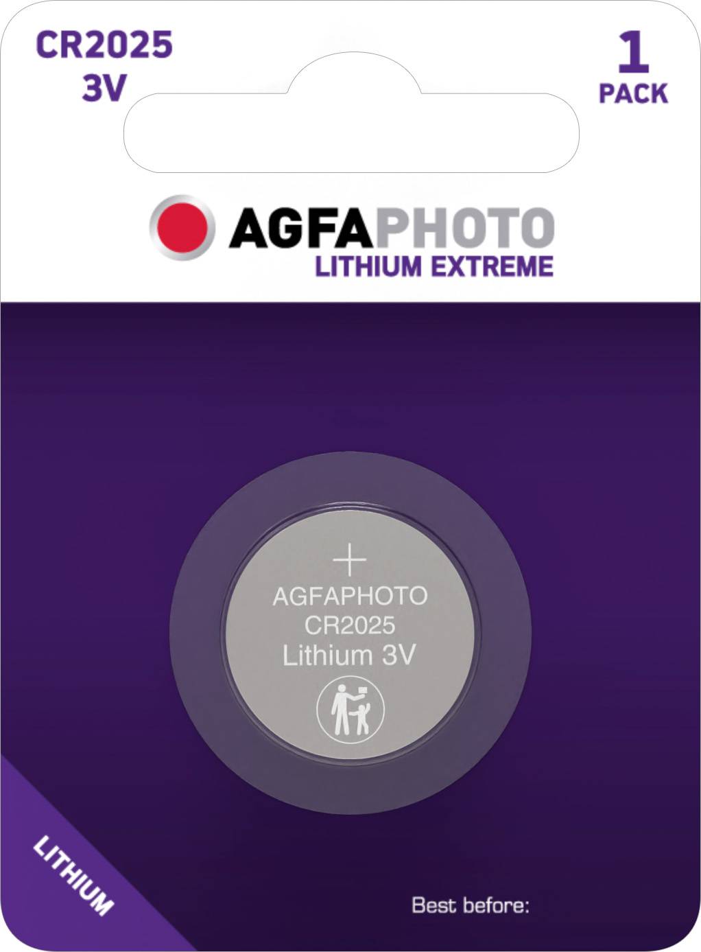 Agfaphoto Batterie Lithium, Knopfzelle, CR2025, 3V Extreme, Retail Blister (1-Pack)-0