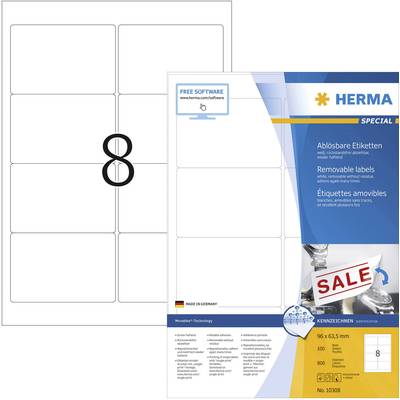 Herma 10308 Universal-Etiketten 96 x 63.5 mm Papier Weiß 800 St. Wiederablösbar Tintenstrahldrucker, Laserdrucker, Farbl