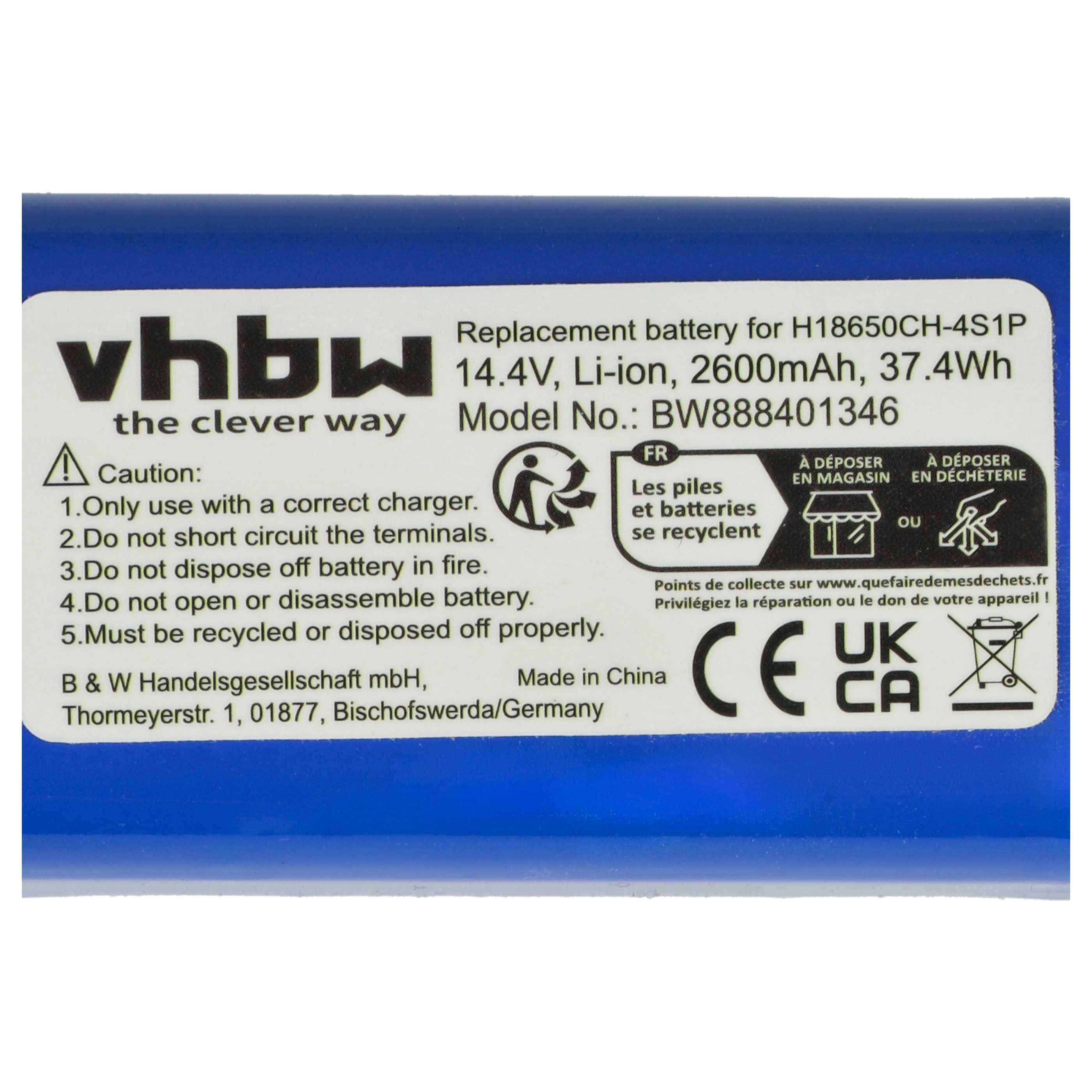 vhbw Akku kompatibel mit Panasonic MC-WRC53 | Staubsauger (2600 mAh, 14,4 V, Li-Ion)-4