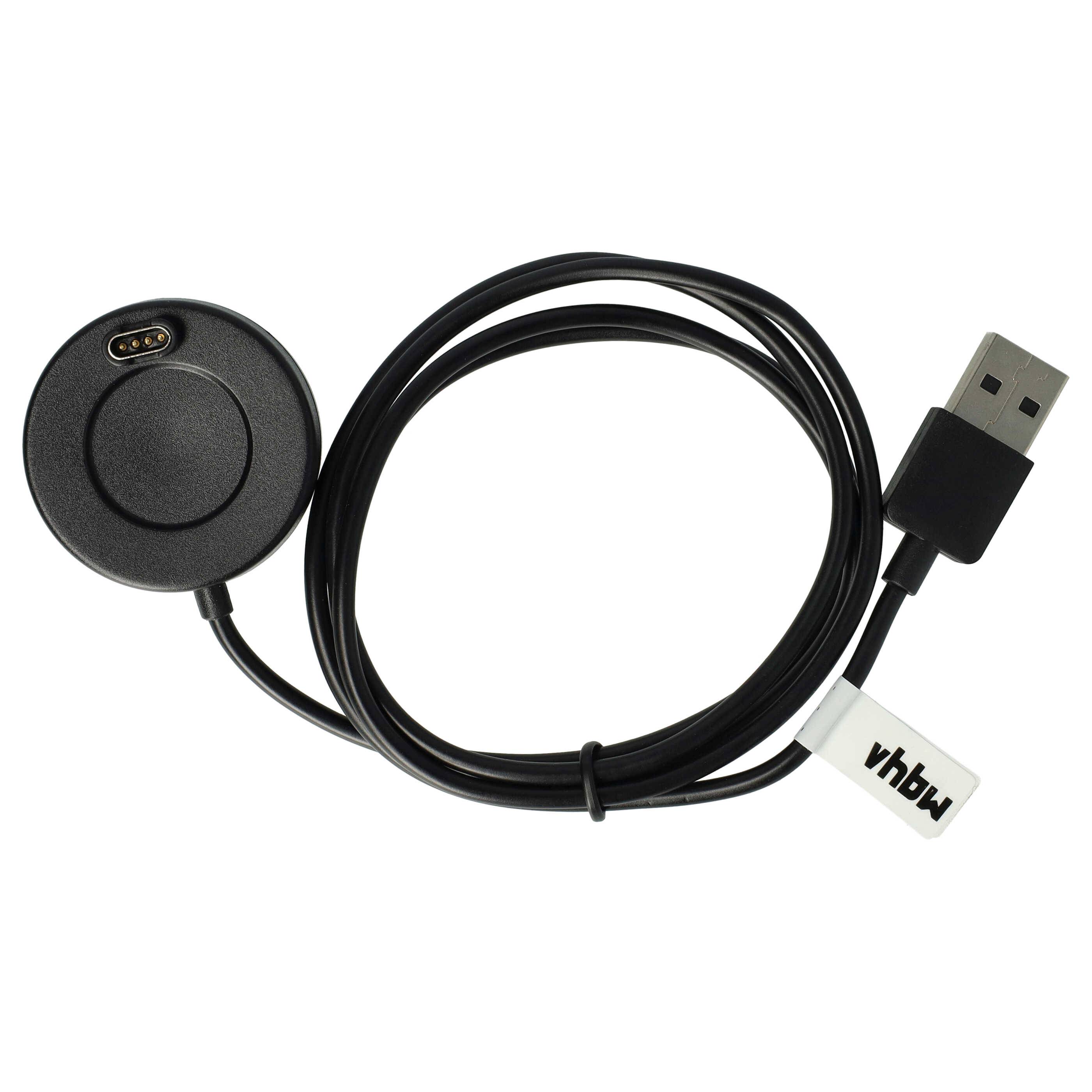 vhbw USB-Ladestation Ersatz für Garmin 8013048 für Smartwatch | Ladeschale mit Aufladekabel, 100 cm Schwarz-0