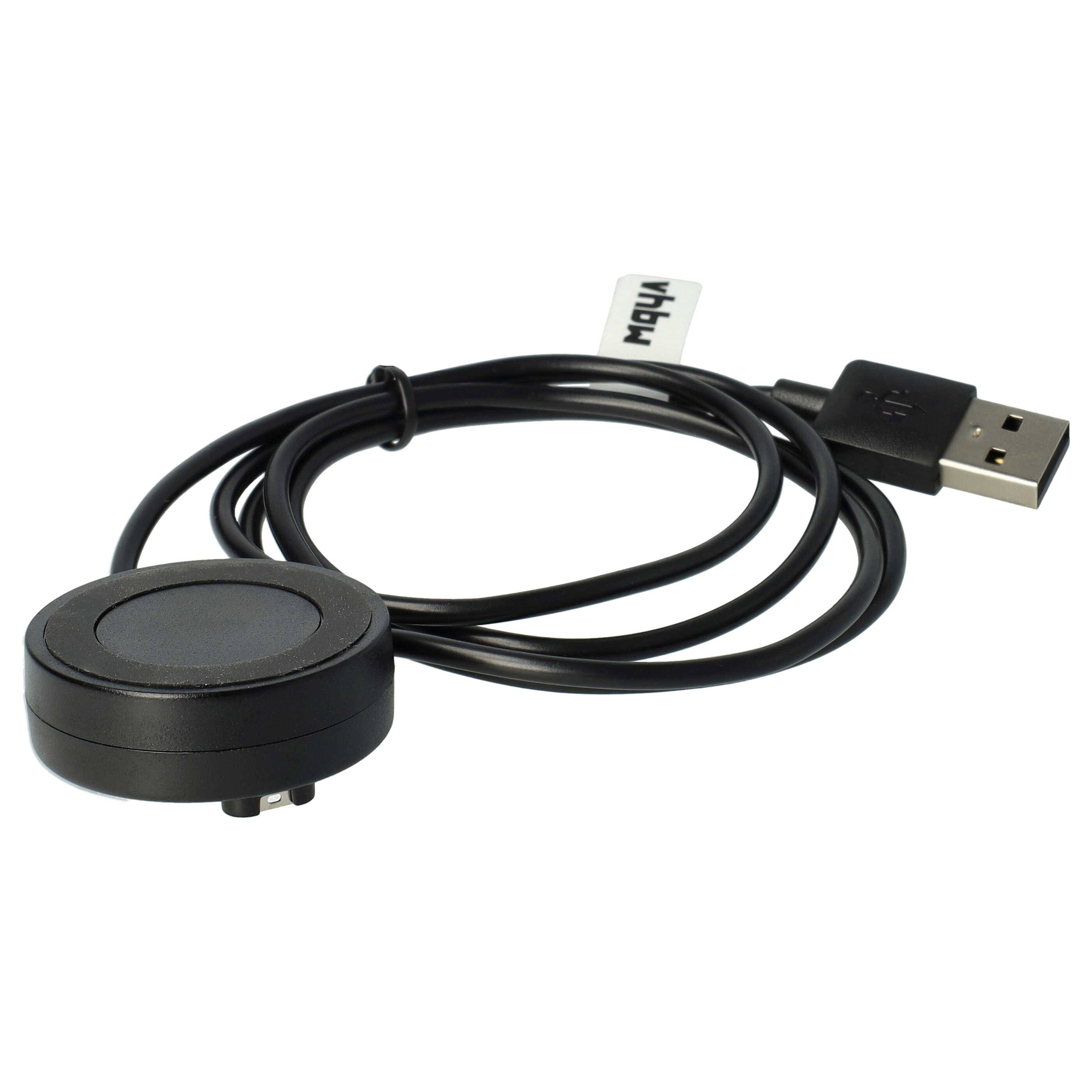 vhbw USB-Ladestation Ersatz für Garmin 8013048 für Smartwatch | Ladeschale mit Aufladekabel, 100 cm Schwarz-3