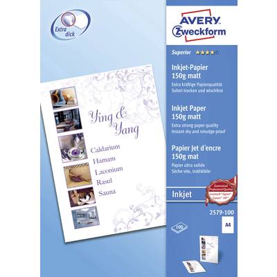 Avery-Zweckform Superior Inkjet Paper 2579-100  Tintenstrahl Druckerpapier DIN A4 150 g/m² 100 Blatt Weiß