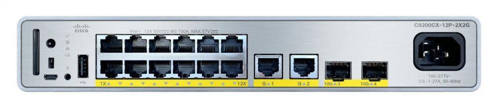 Cisco C9200CX-12P-2X2G-E, Managed, Gigabit Ethernet (10/100/1000), Power over Ethernet (PoE), Rack-Einbau-1