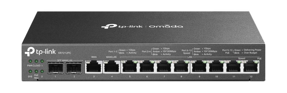 TP-LINK Omada ER7212PC V1 - - Router - 8-Port-Switch - 1GbE - WAN-Ports: 4 - wan-1