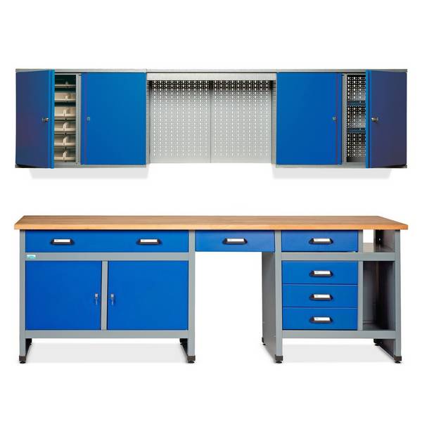 Werkstatt-Set Bern 2-teilig, Hängeschrank + Werkbank, Breite 2.400 mm,