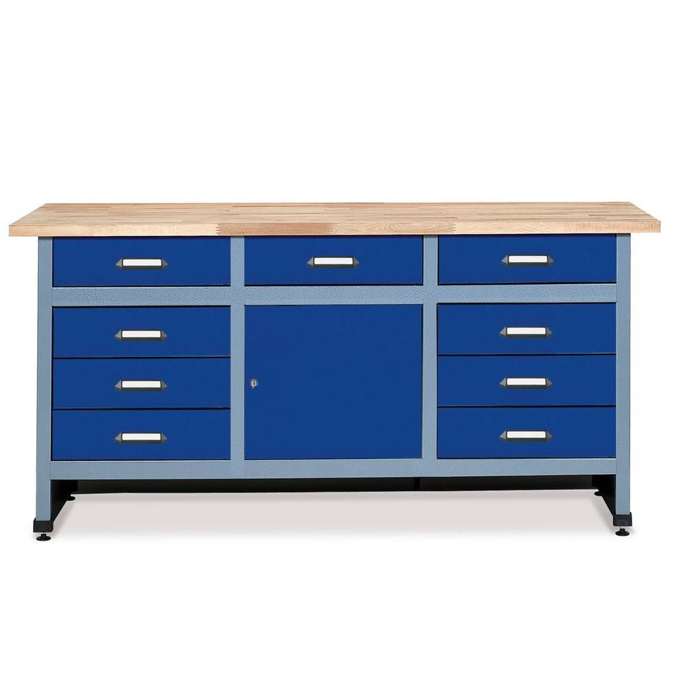 Küpper 12877 Werkbank 9 Schubladen, 1 Tür Ultramarinblau, Silber-Grau 1700 mm x 840 mm x 600 mm-1