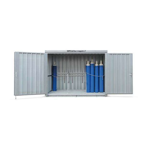 SAFE Gasflaschen-Lagercontainer mit Bodenrahmen, HxBxT 2.250 x 3.005 x