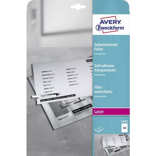 Avery-Zweckform 3482 3482 Selbstklebefolie DIN A4 Laserdrucker Transparent 25 St.