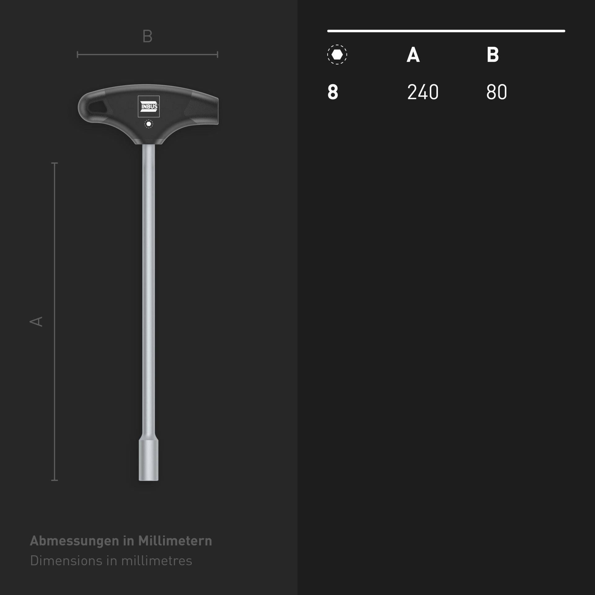 NBUS® Steckschlüssel-Schraubendreher T-Griff mit HybridTouch - Schlüsselweite (metrisch) 8 mm-4