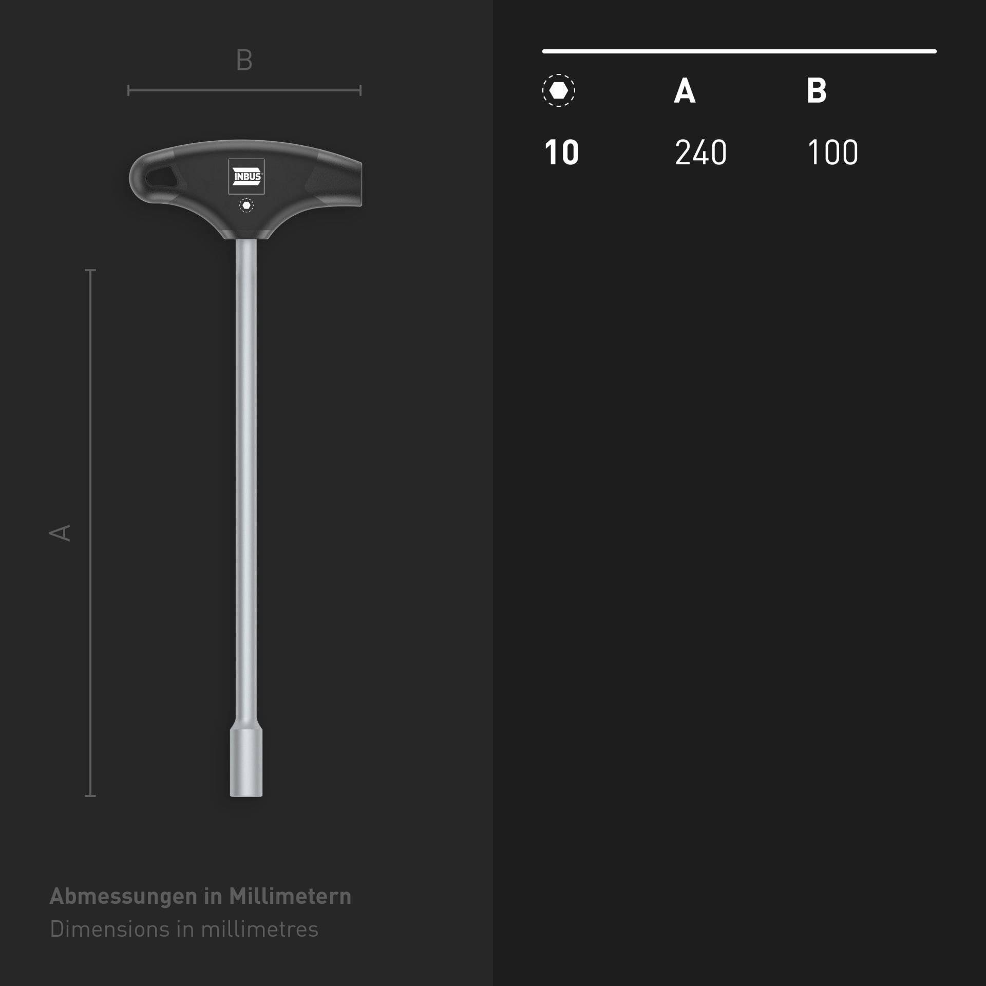 NBUS® Steckschlüssel-Schraubendreher T-Griff mit HybridTouch - Schlüsselweite (metrisch) 10 mm-4