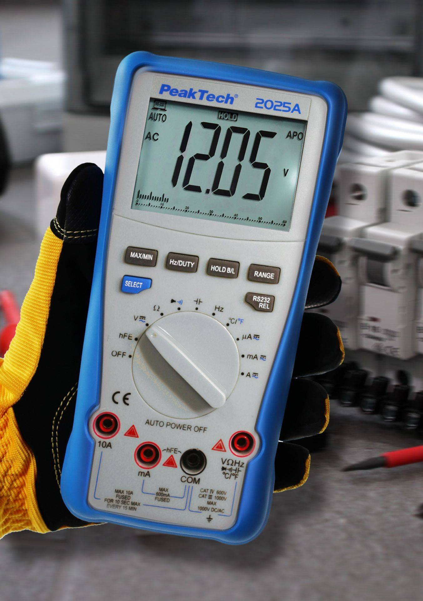 PeakTech P 2025 A – True RMS Digitalmultimeter ~ 6.000 Counts ~ 1000V AC/DC ~ 10A AC/DC ~ USB-2